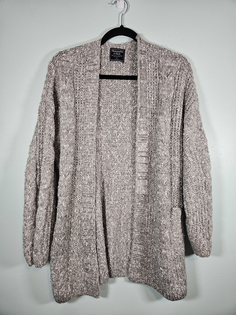 Abercrombie & Fitch Marled Grey Open-Front Cardigan